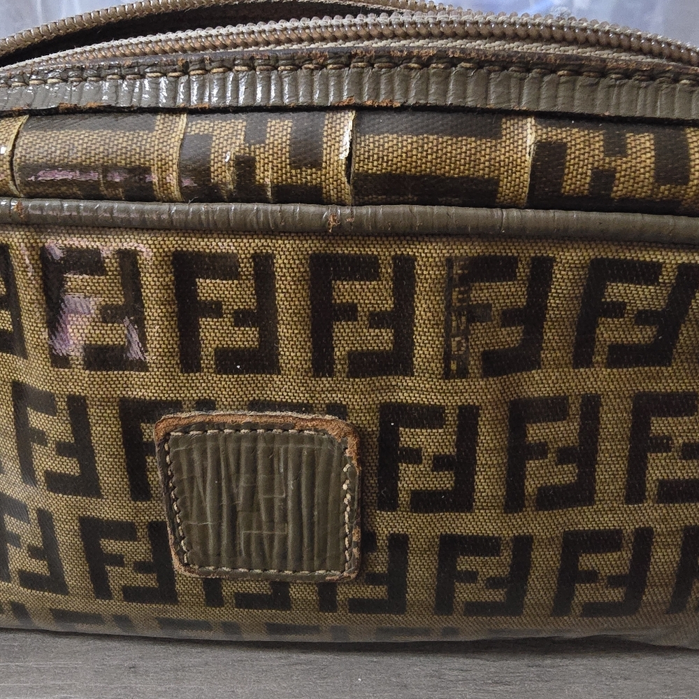 Vintage Fendi Zucca Brown and Tan Monogram Cosmetic Bag - Picture 3 of 11